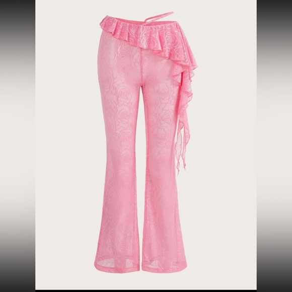 Pants & Jumpsuits | Barbie Baby A Pink Ruffle Trim Flare Leg Pants S 4 ...